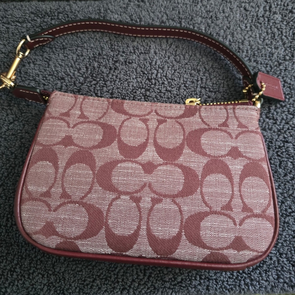 NWOT COACH CR293 Mollie 25 Denim Chambray "WINE" Tote Bag & Nolita 15 Wristlet - Picture 11 of 11